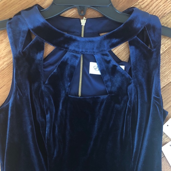 Eliza J Velvet Cutout Sheath Dress Navy 2 4 8 12 - Picture 3 of 7